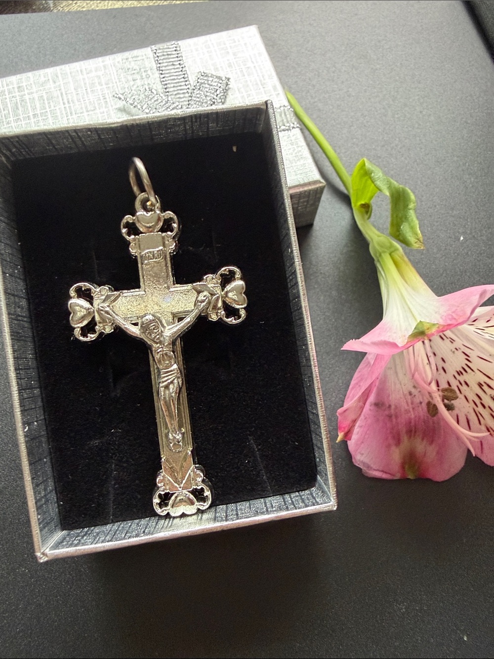 Silver Crucifix Pendant Necklace - Religious Cross